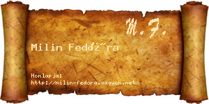 Milin Fedóra névjegykártya
